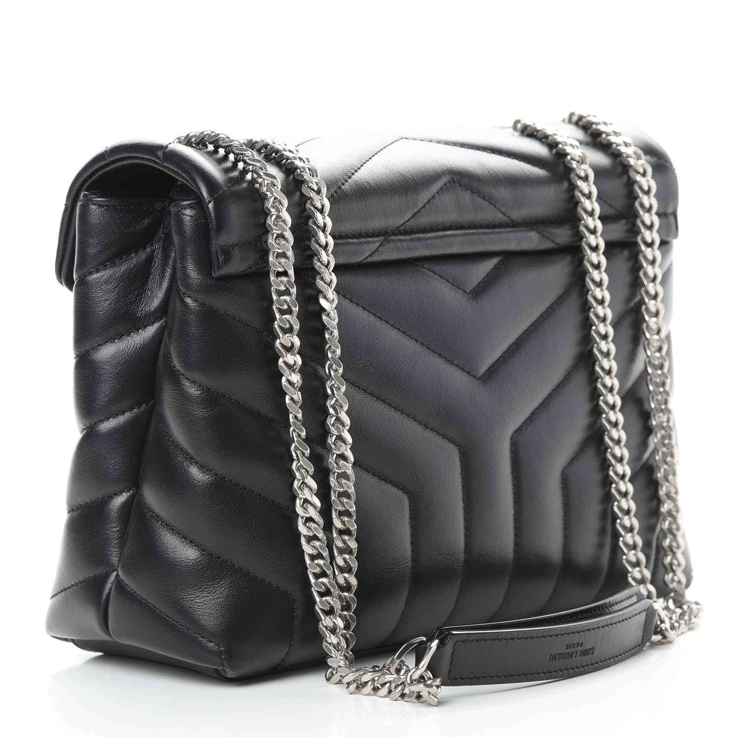 Saint Laurent Calfskin Y Quilted Monogram Small Loulou Chain Satchel Black 4 of 12