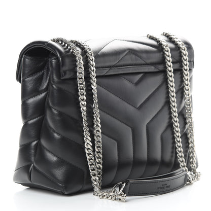 Saint Laurent Calfskin Y Quilted Monogram Small Loulou Chain Satchel Black 4 of 12