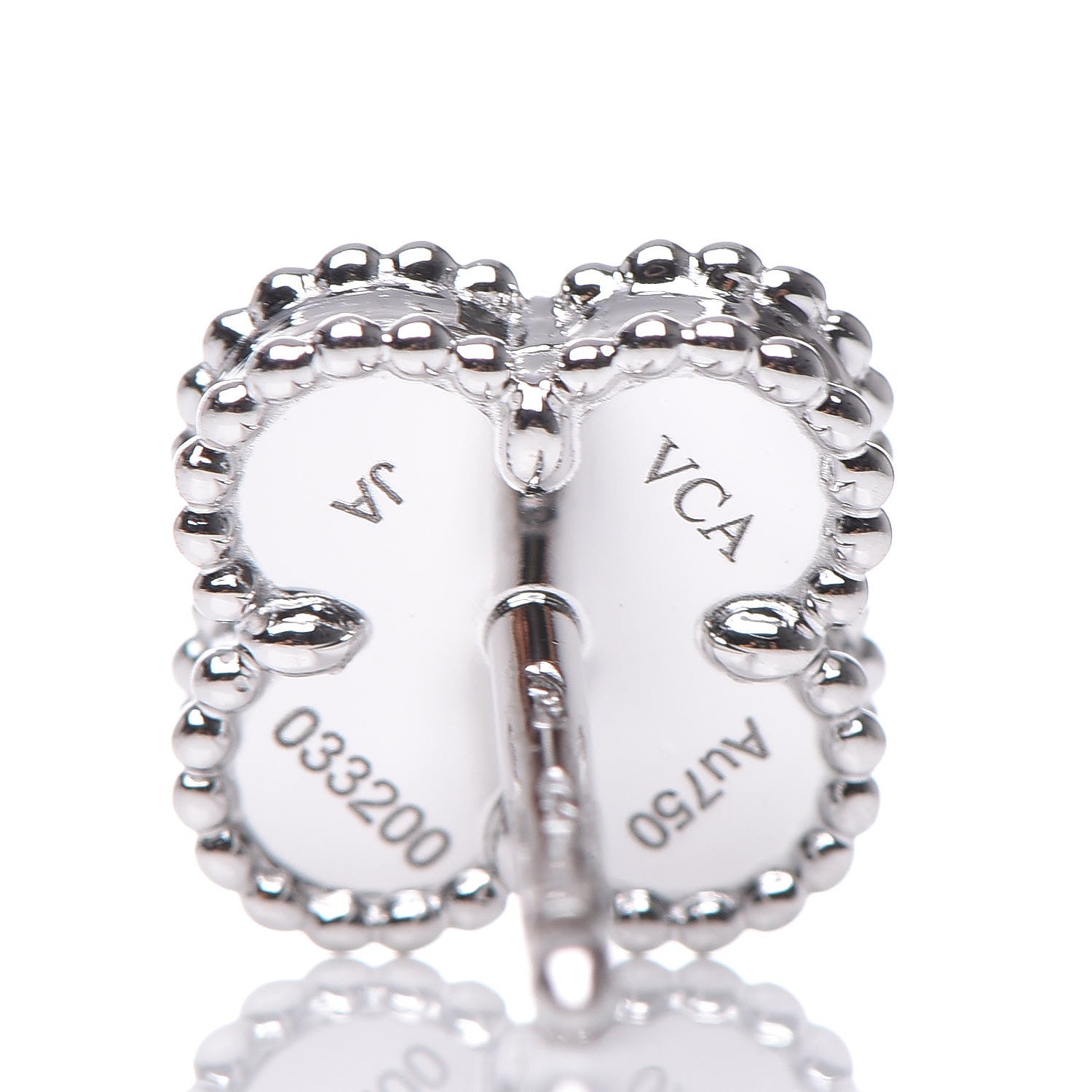 Van Cleef & Arpels 18K White Gold Mother of Pearl Sweet Alhambra Earrings 4 of 6