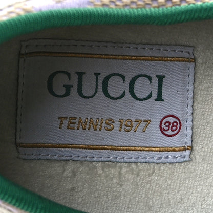 Gucci Monogram Jumbo GG Web Womens 1977 Tennis Sneakers 38 Beige Lapis Mystic White 7 of 7