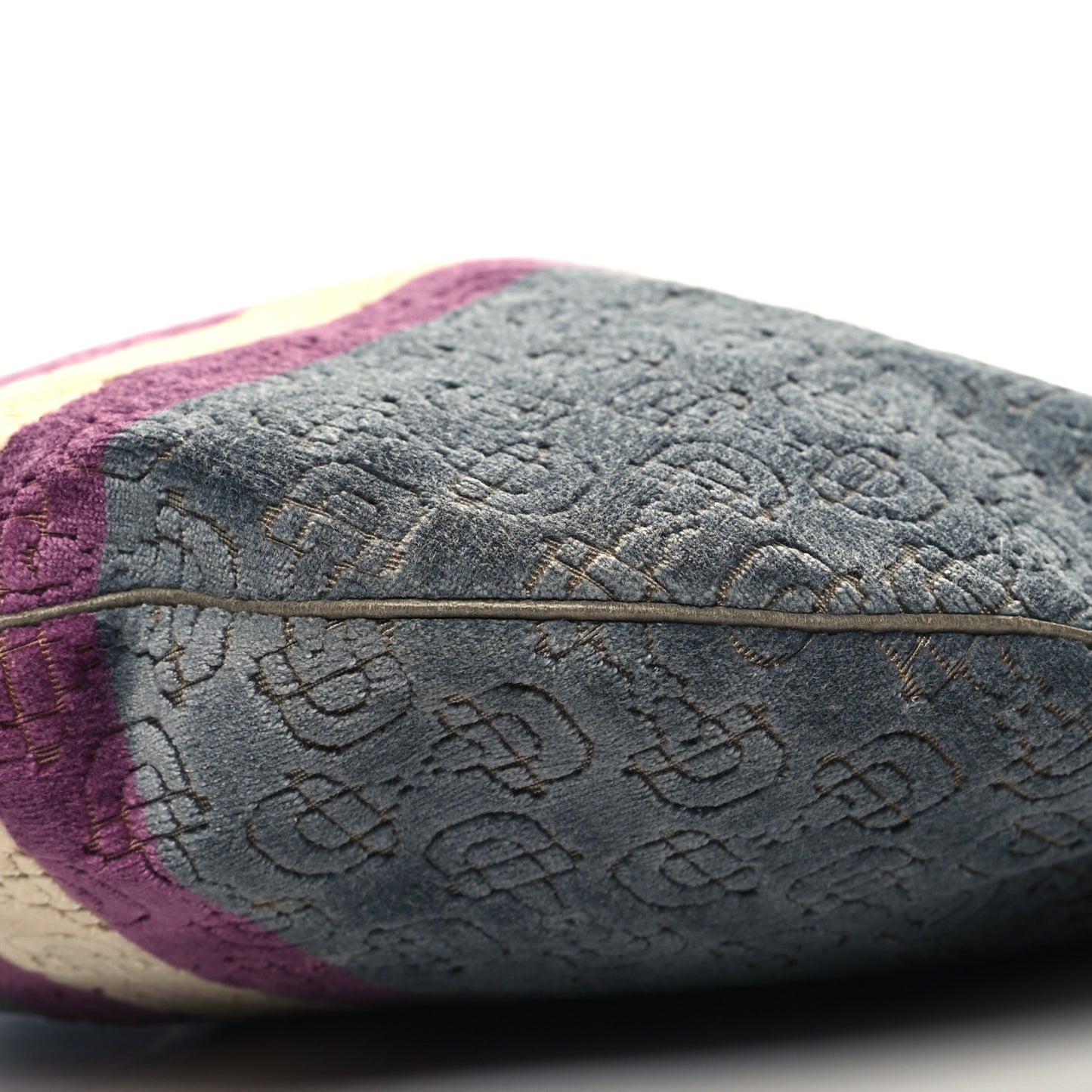 Velvet Horsebit Embossed Glam Hobo Grey