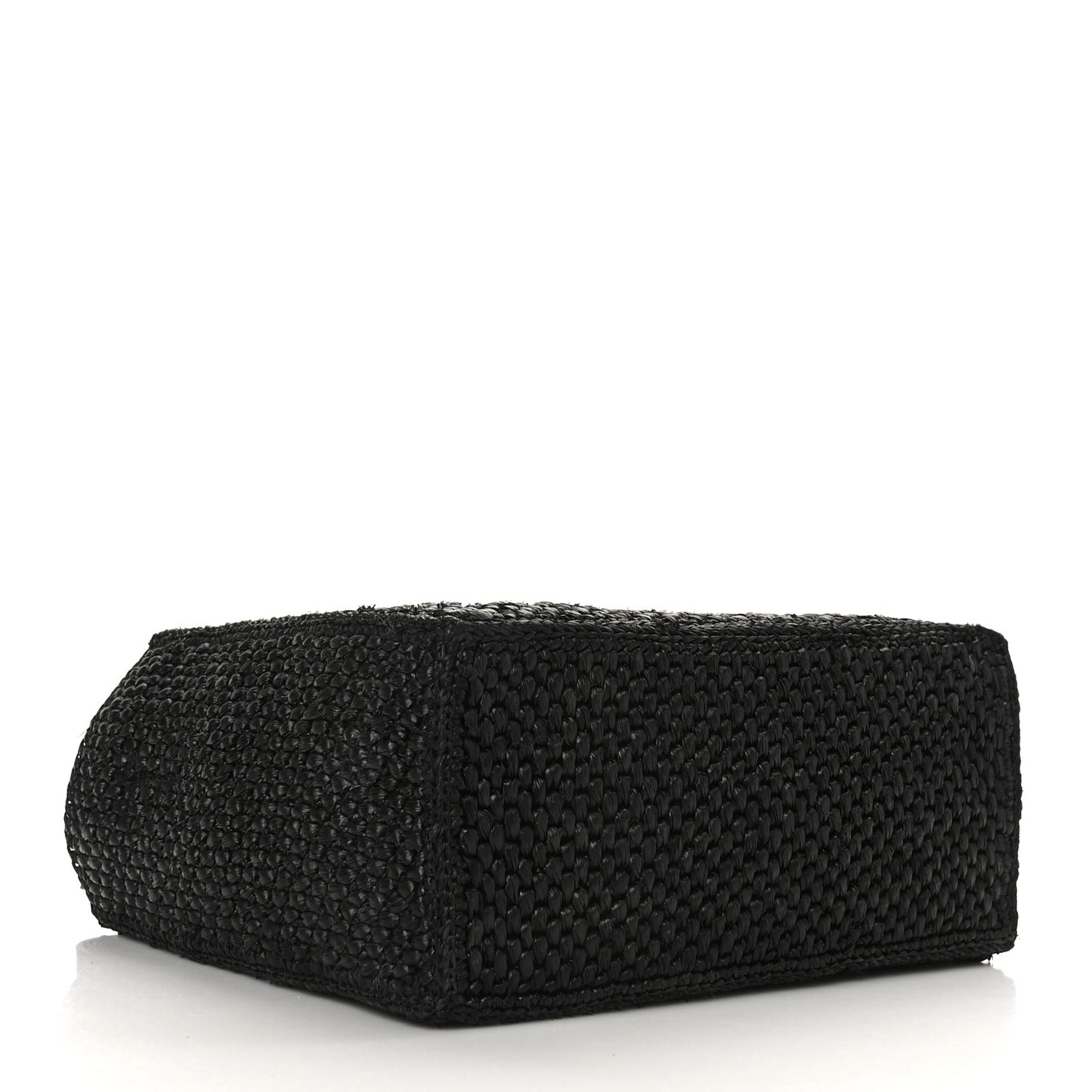 Raffia Small Paula's Ibiza Logo Tote Black White