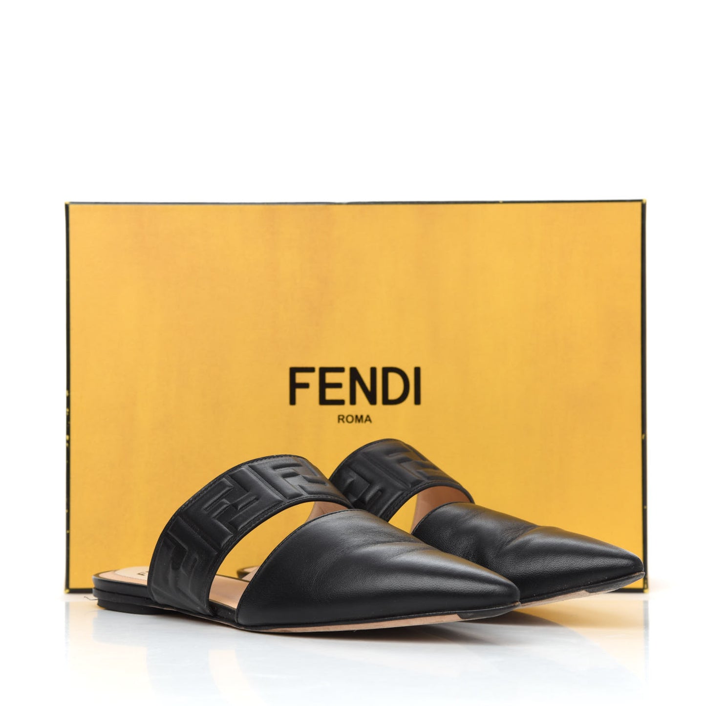 Vitello FF Embossed Flat Mules 36.5 Black