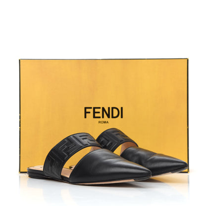 Fendi Vitello FF Embossed Flat Mules 36.5 Black 24 of 24