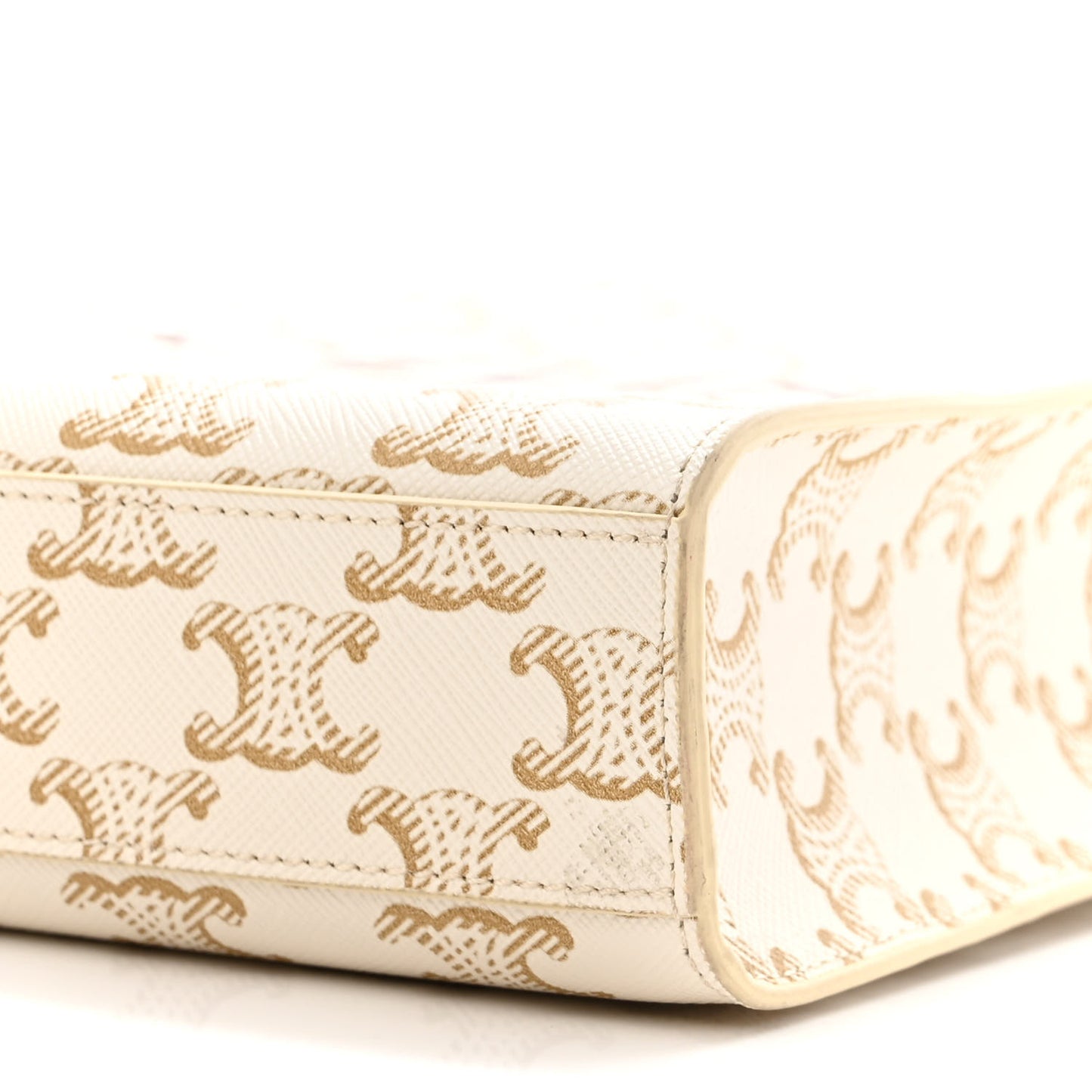 Triomphe Canvas Calfskin Mini Vertical Cabas White