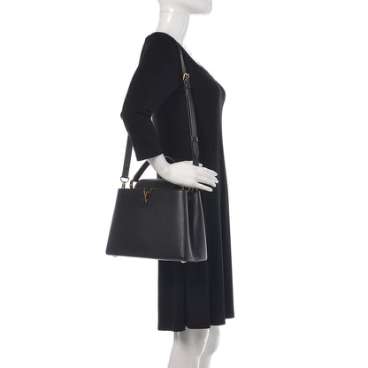 Louis Vuitton Taurillon Capucines PM Black 2 of 9