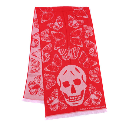 Alexander McQueen Wool Oversized Metamorphosis Scarf Red 3 of 8
