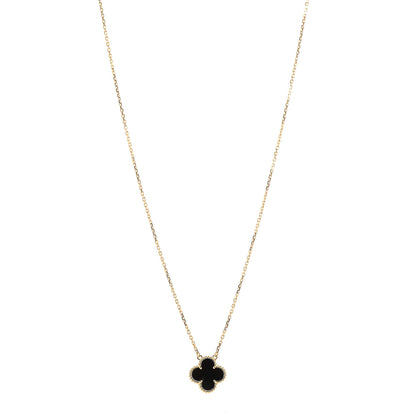 Van Cleef & Arpels 18K Yellow Gold Black Onyx Vintage Alhambra Pendant Necklace 1 of 5