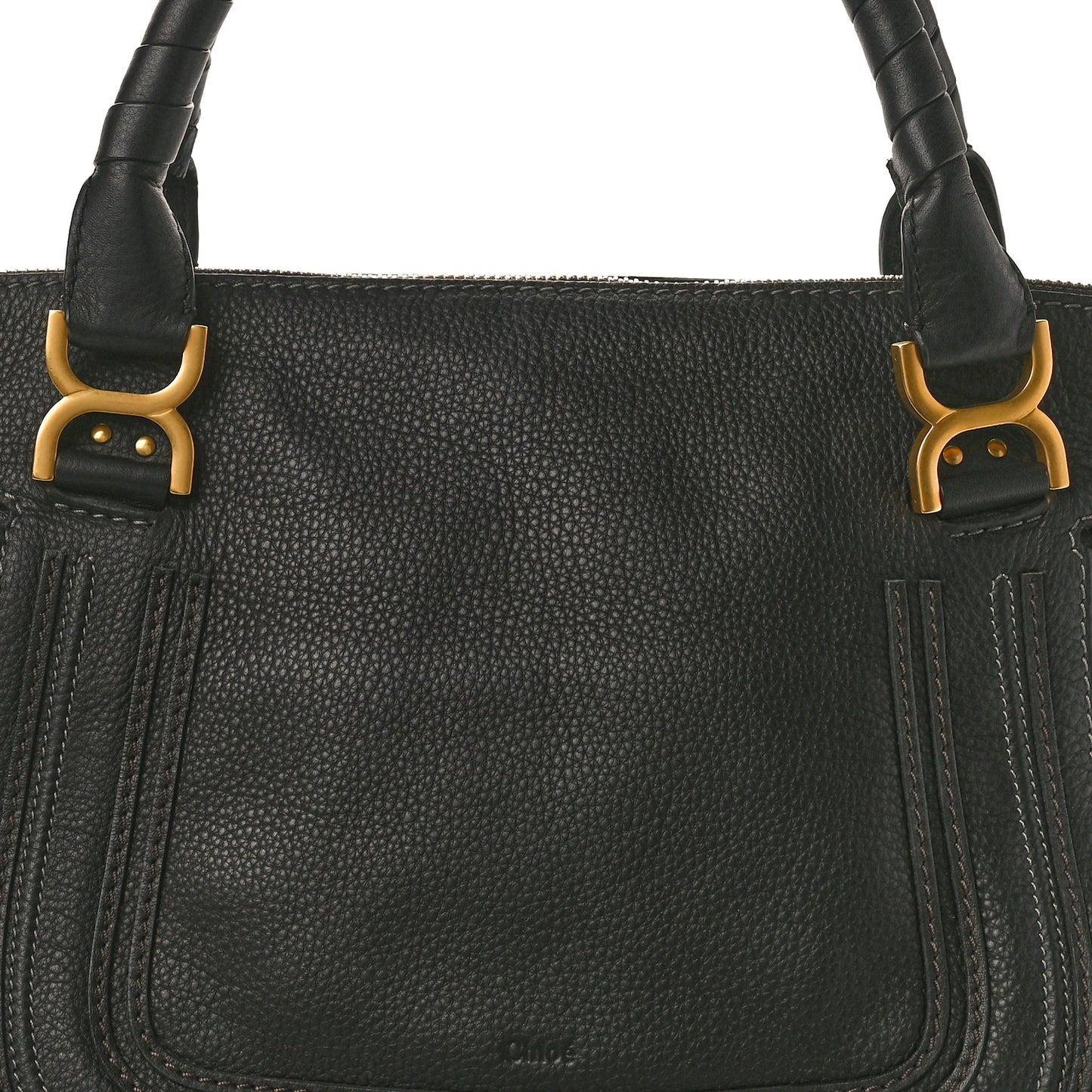 Calfskin Large Marcie Satchel Black