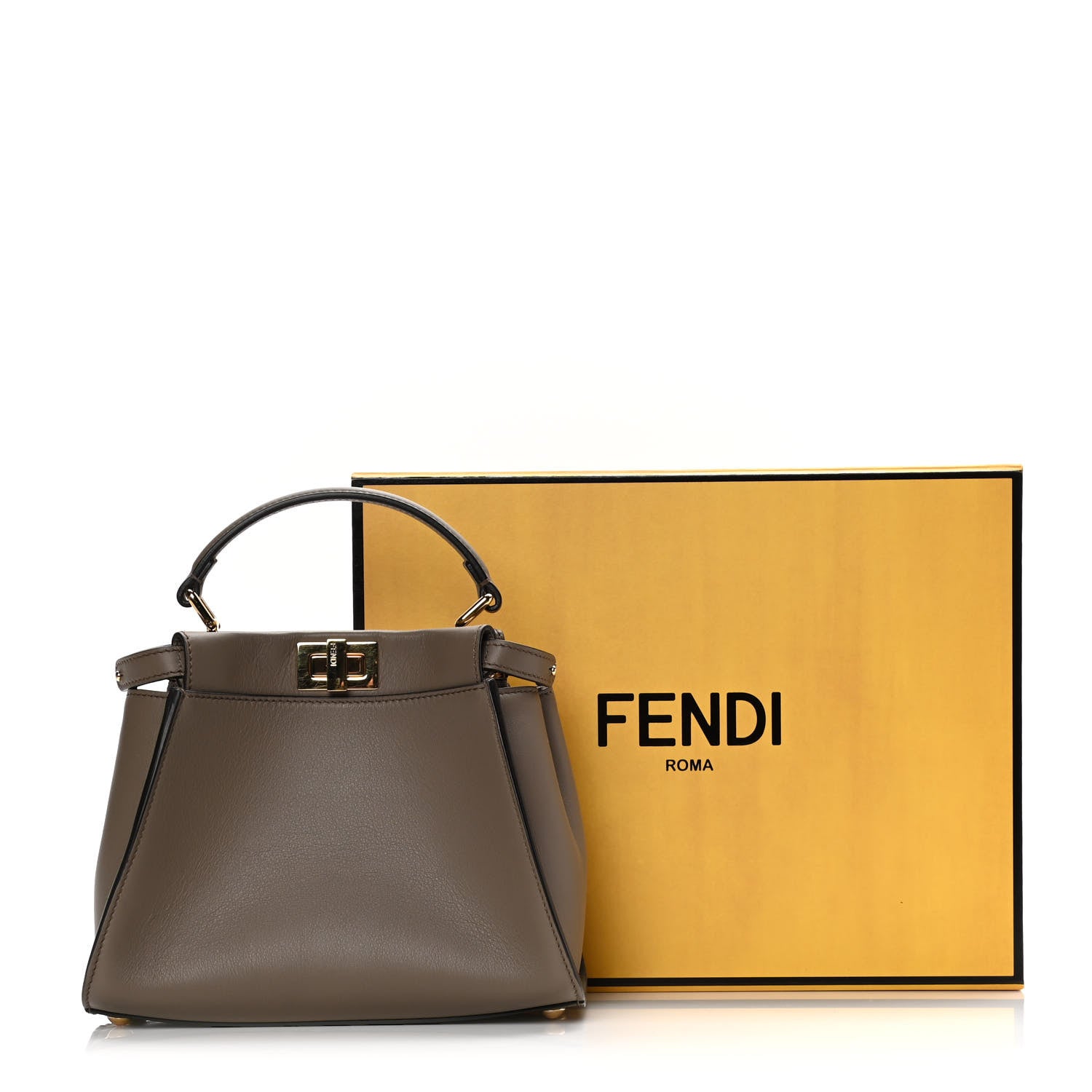 Fendi Vitello Seta Canvas FF Embroidered Mini Peekaboo Iconic Satchel Tartufo 11 of 11