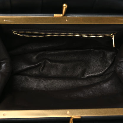 Celine Calfskin Pleated French Lock Clutch Black 5 of 11