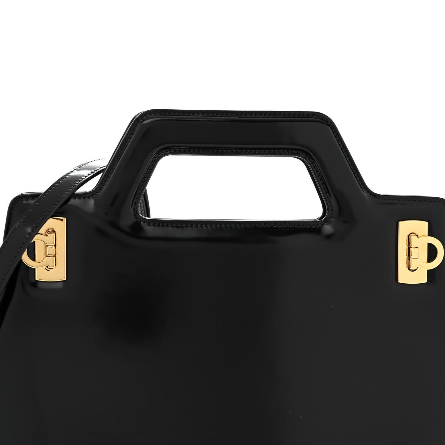 Brushed Off Calfskin Medium Wanda Top Handle Bag Black