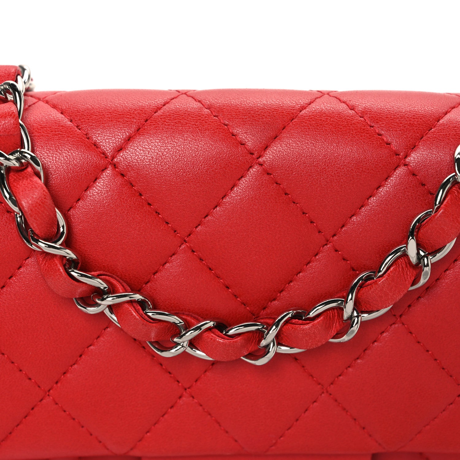 Chanel Lambskin Quilted Mini Rectangular Flap Red 8 of 11