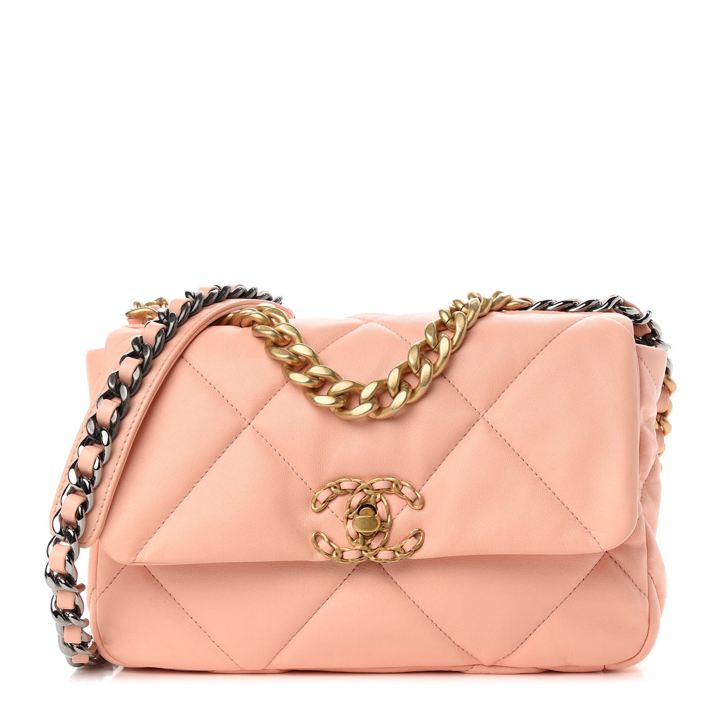 Goatskin Quilted Medium Chanel 19 Flap Light Pink