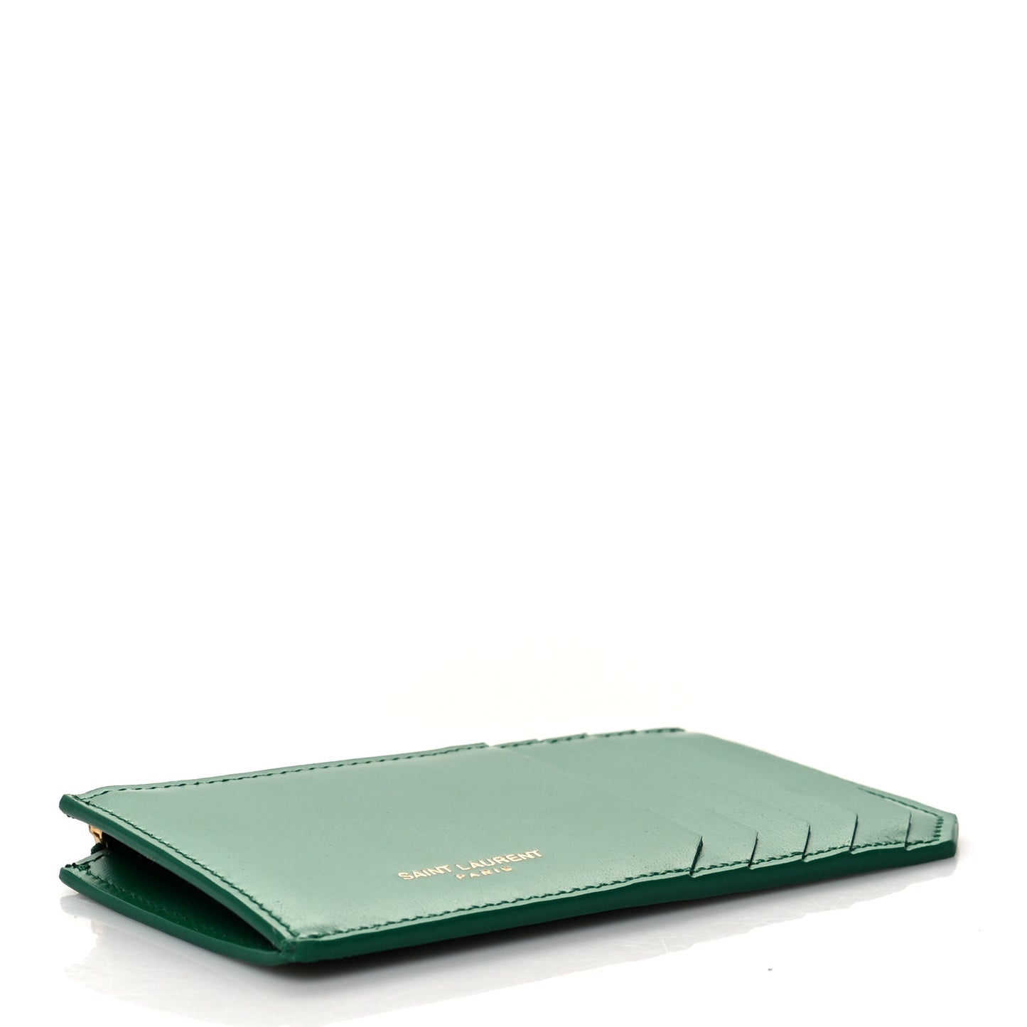Calfskin 5 Fragments Zip Pouch Card Holder New Vert Praire