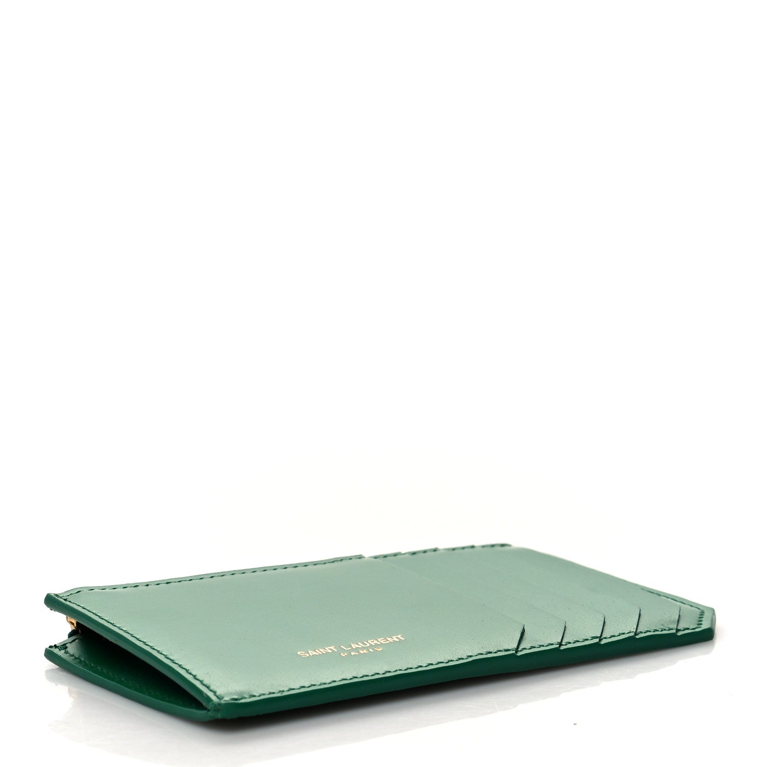 Saint Laurent Calfskin 5 Fragments Zip Pouch Card Holder New Vert Praire 4 of 8