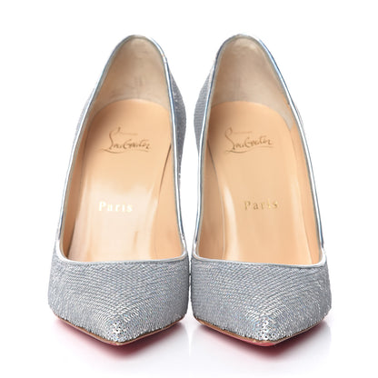 Christian Louboutin Sequin Pigalle Follies 100 Pumps 36 Silver 2 of 9