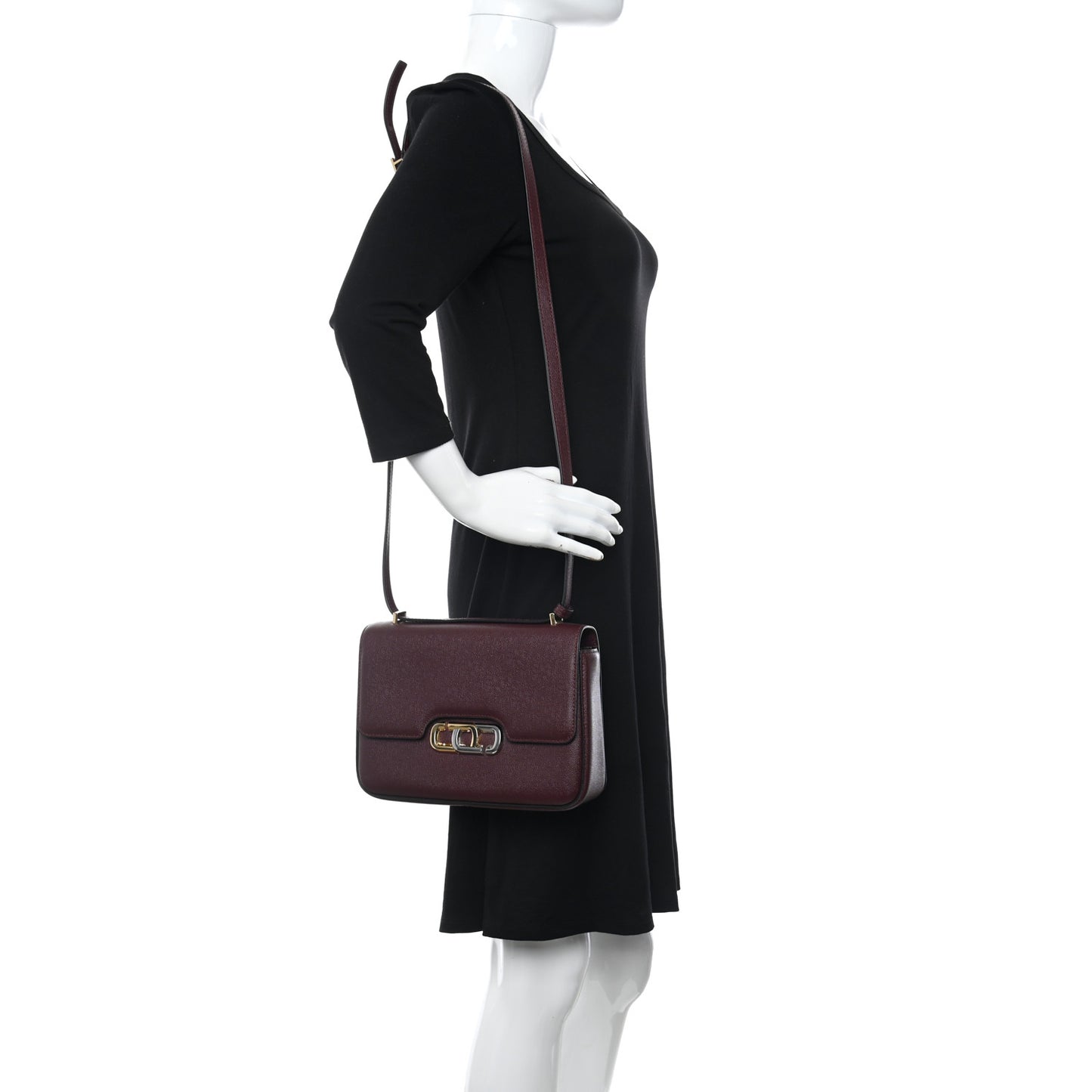 Textured Calfskin The J Link Shoulder Bag Burgundy