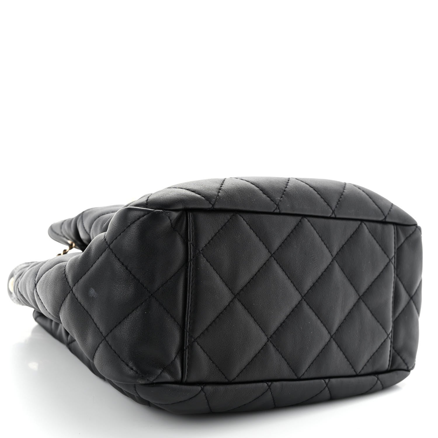 Chanel Lambskin Quilted Chain Drawstring Bag Black 4 of 9