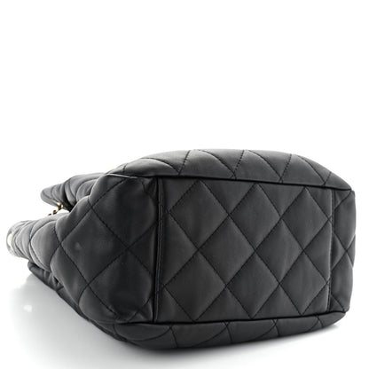 Chanel Lambskin Quilted Chain Drawstring Bag Black 4 of 9