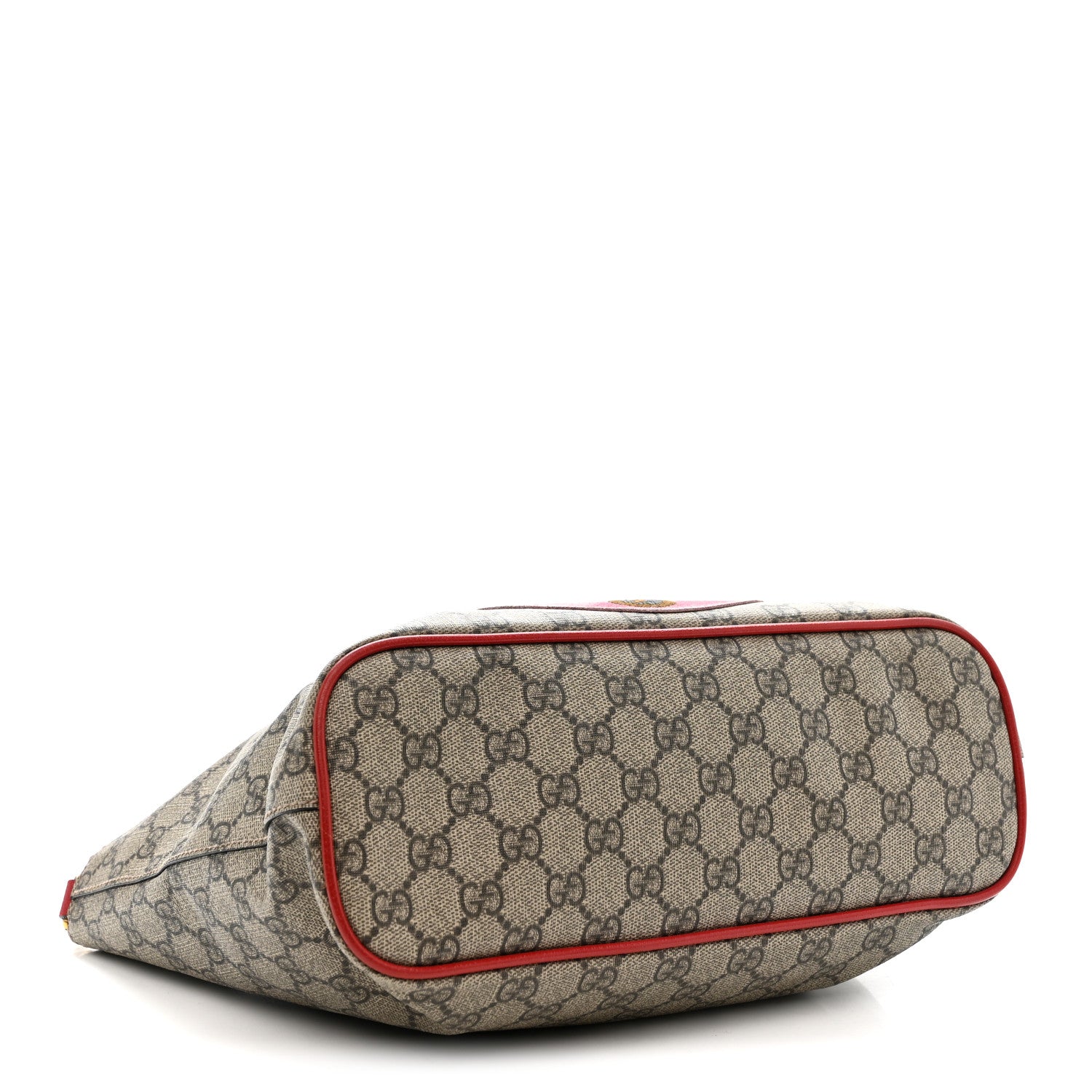 Gucci Soft GG Supreme Monogram Web Bosco Patch Small Crossbody Tote Beige Malva Hibiscus Red 4 of 21