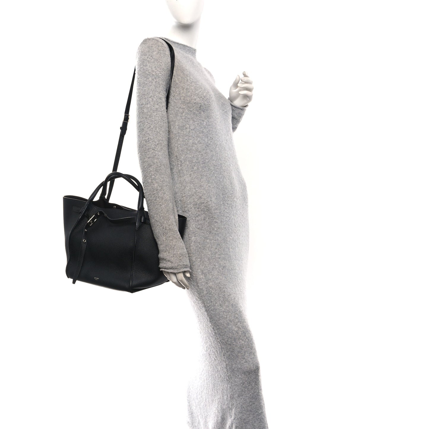 Supple Grained Calfskin Small Big Bag Black