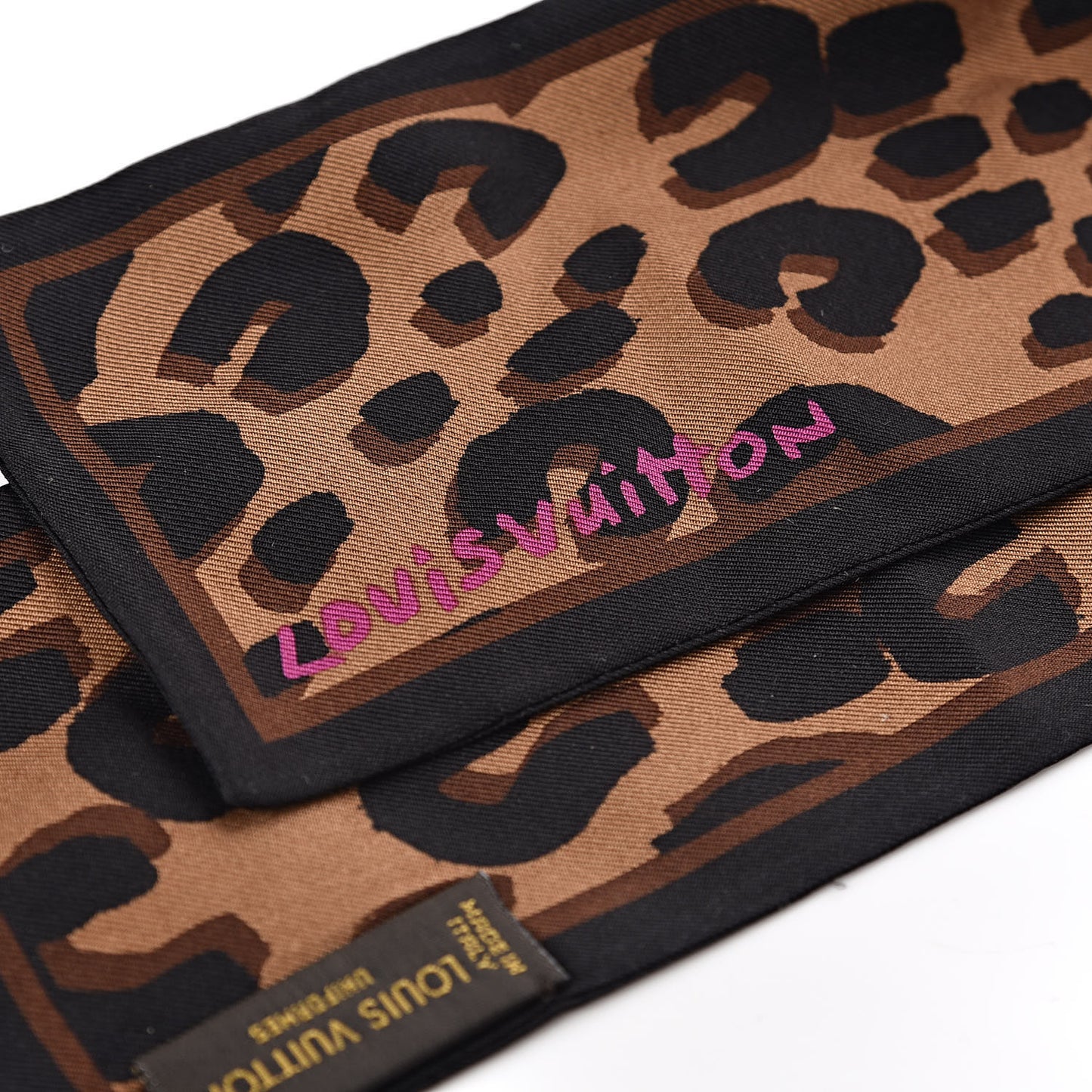 Silk Leopard Bandeau Scarf Marron