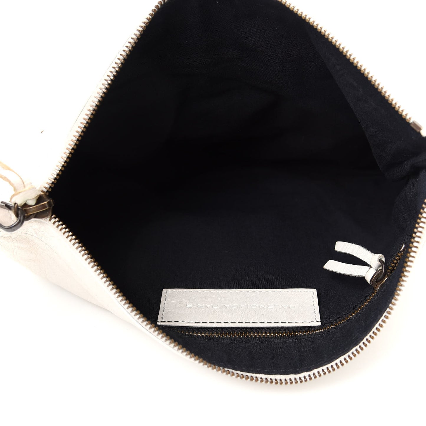 Agneau Classic Hardware Flat Handle Clutch White