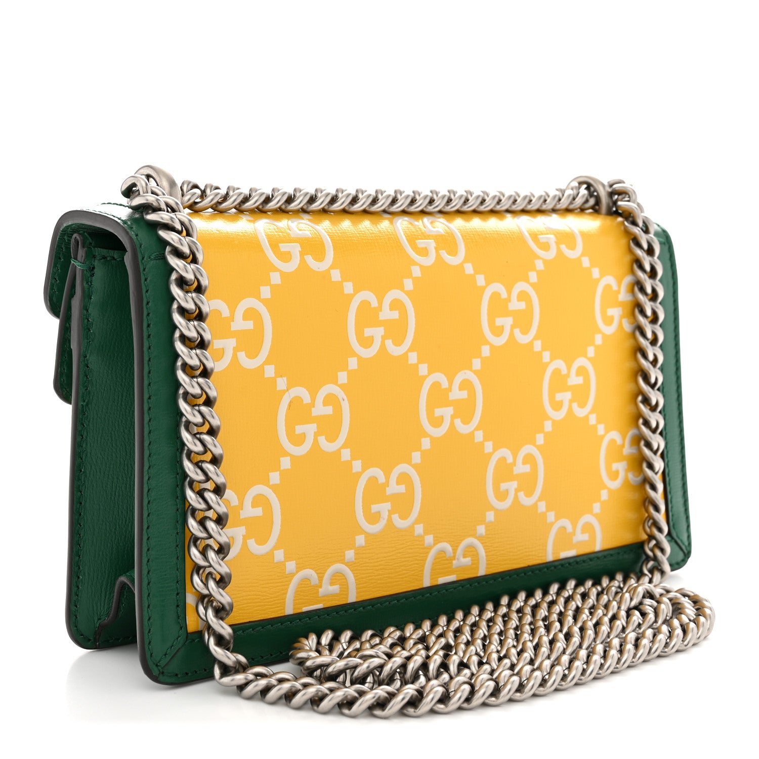 Gucci Azalea Calfskin GG Monogram Bi-Color Debossed Small Dionysus Shoulder Bag Stone Topaz Mystic White Emerald 3 of 11