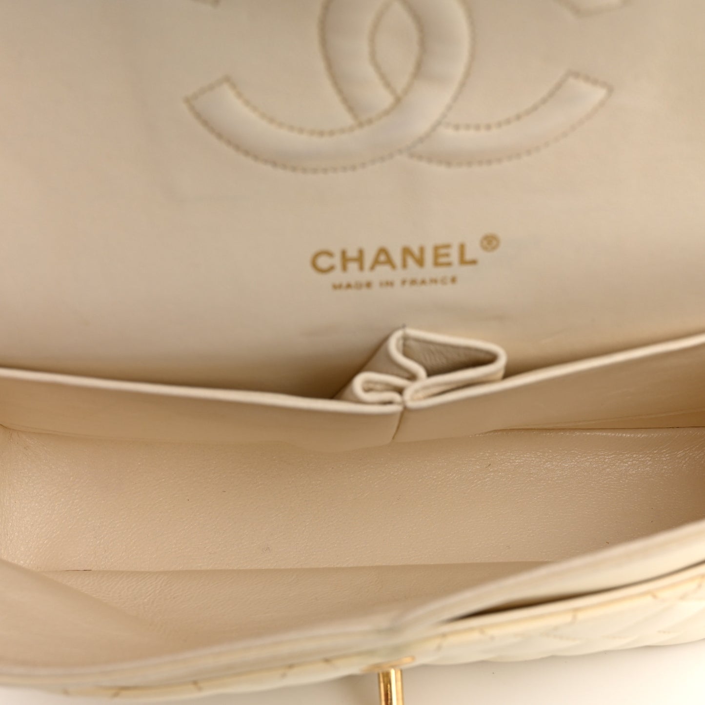 Lambskin Quilted Medium Double Flap White White