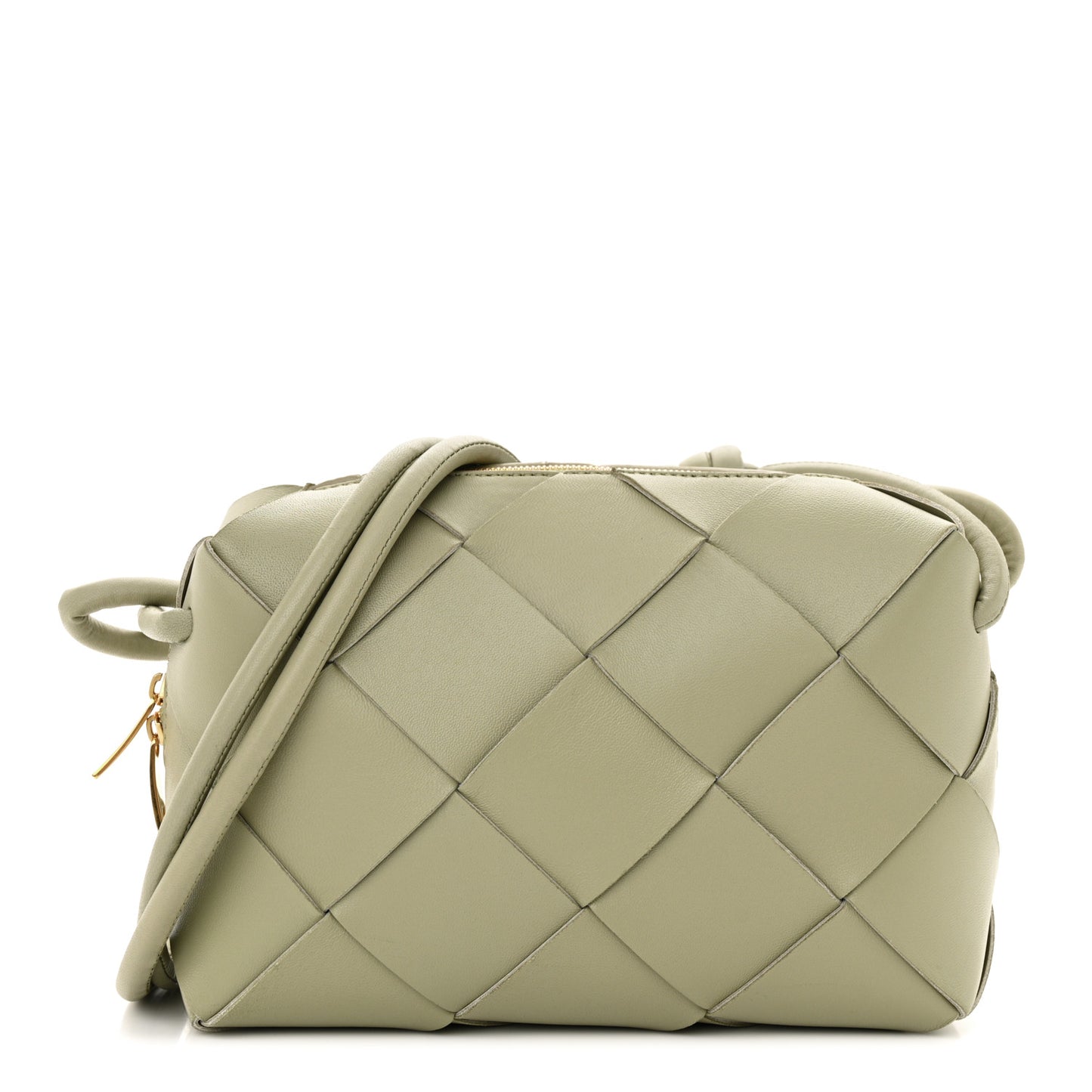 Lambskin Maxi Intreccio Small Cassette Camera Bag Travertine