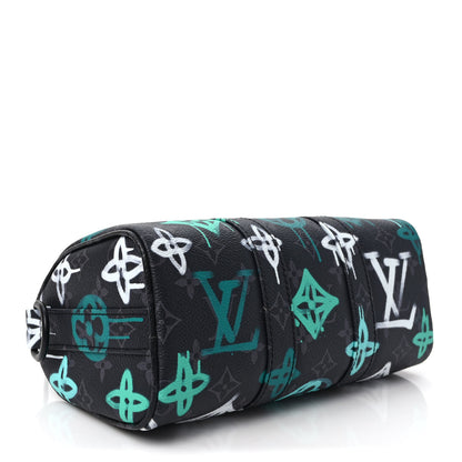 Louis Vuitton Monogram Eclipse LV Graffiti Keepall Bandouliere 25 Green Lights 4 of 8