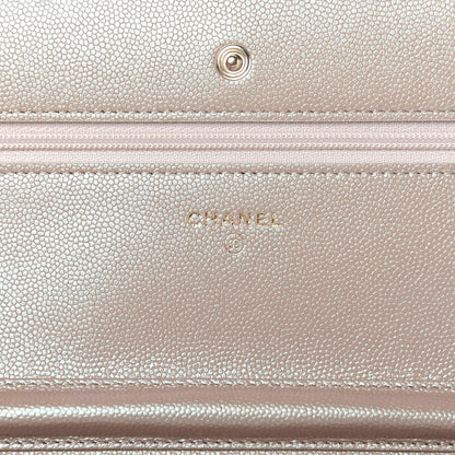 Chanel Iridescent Caviar Quilted Wallet On Chain WOC Beige 8 of 12