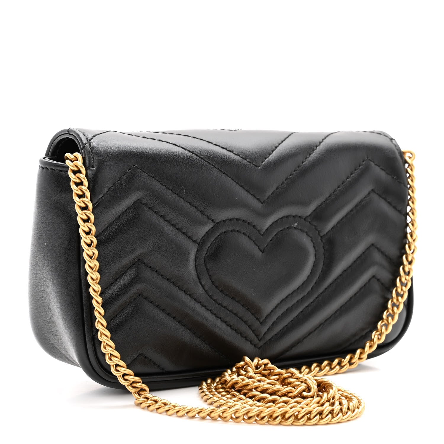 Gucci Calfskin Matelasse Super Mini GG Marmont Shoulder Bag Black 3 of 12