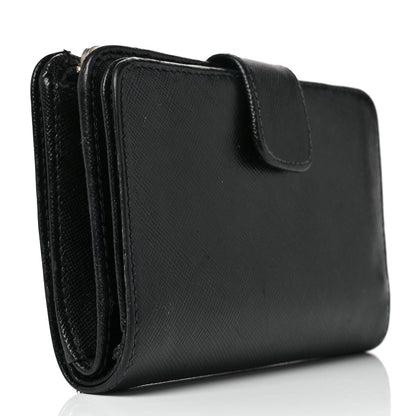 Prada Saffiano Metal Compact Wallet Black 3 of 9