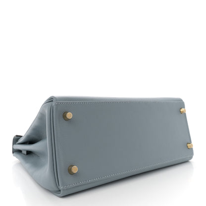 Hermes Evercolor Kelly Retourne 28 Bleu Lin 4 of 12