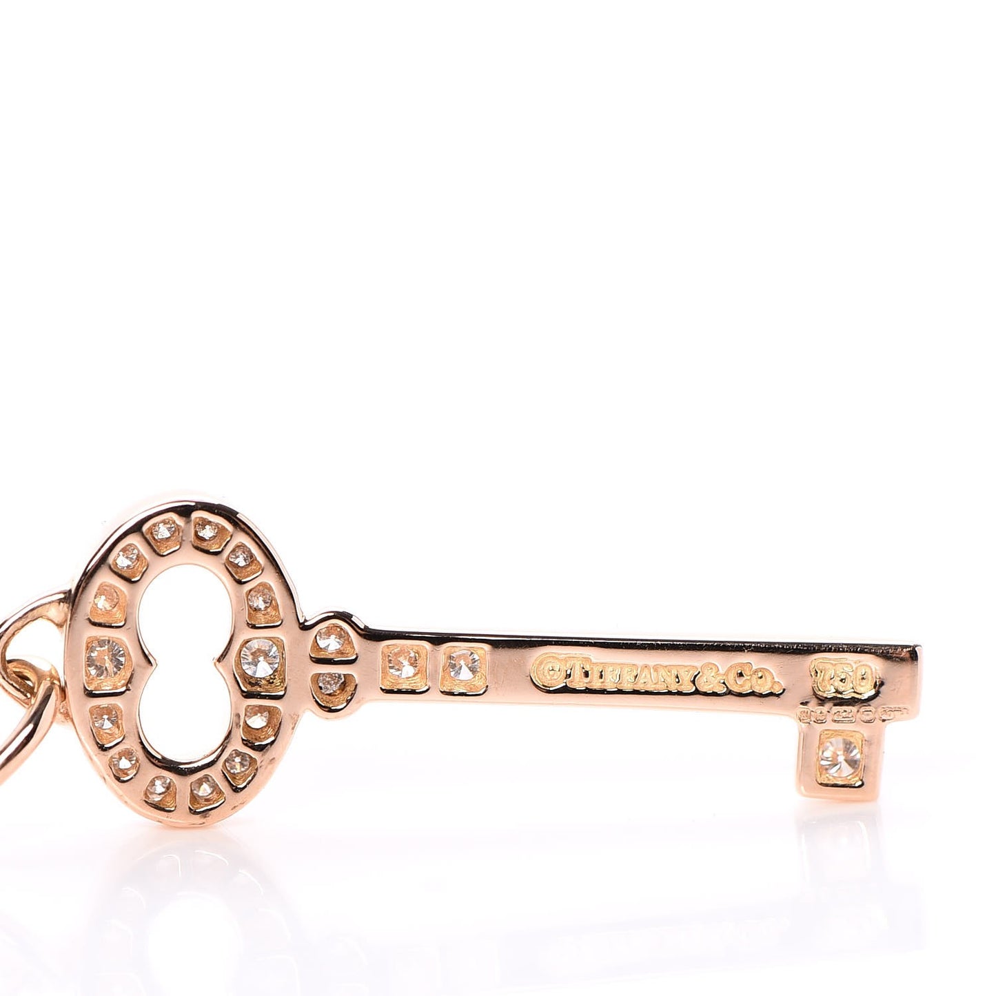 18K Rose Gold Diamond Mini Vintage Oval Key Pendant Necklace