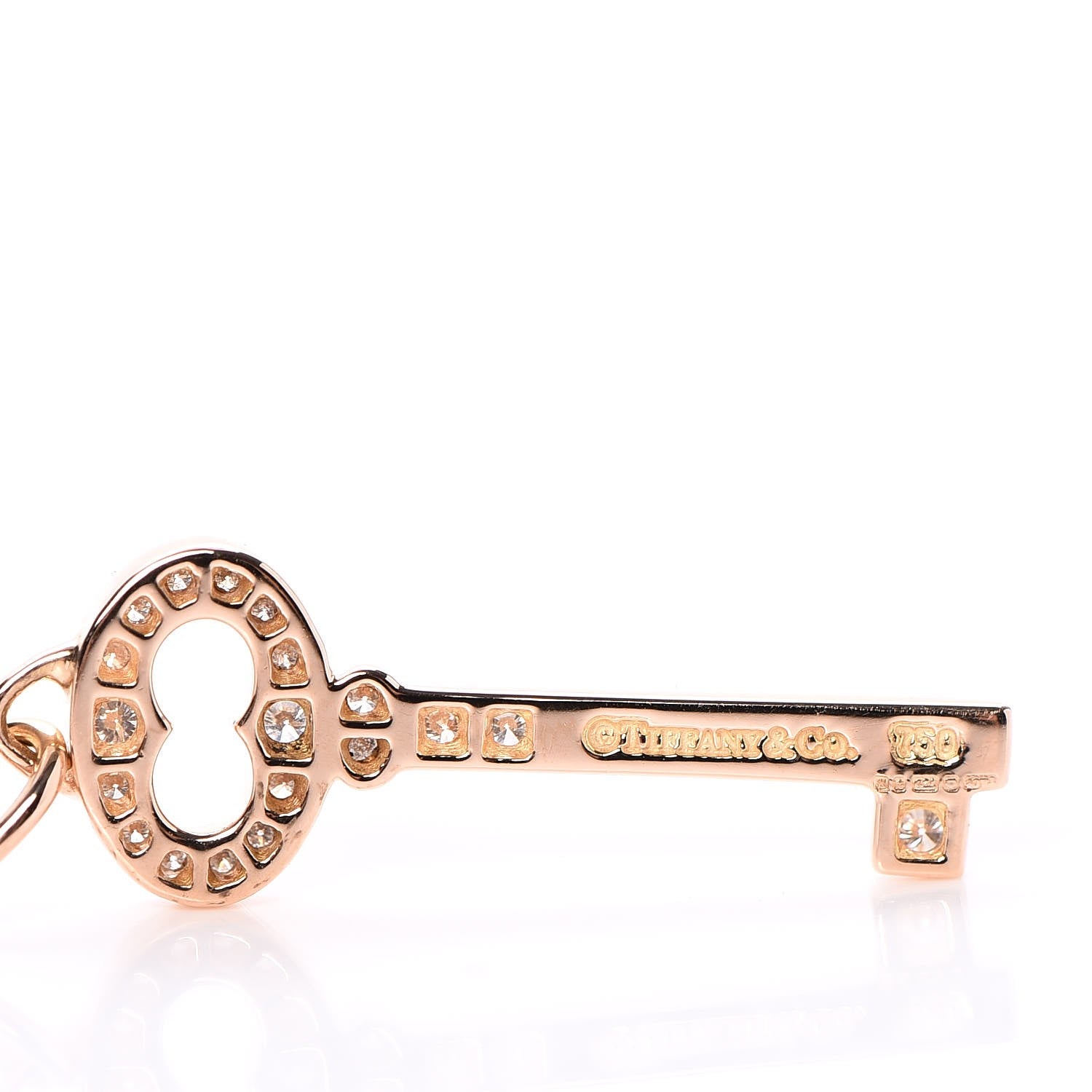 Tiffany 18K Rose Gold Diamond Mini Vintage Oval Key Pendant Necklace 7 of 7