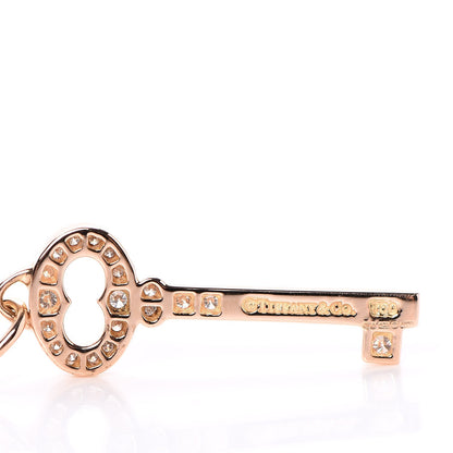 Tiffany 18K Rose Gold Diamond Mini Vintage Oval Key Pendant Necklace 7 of 7