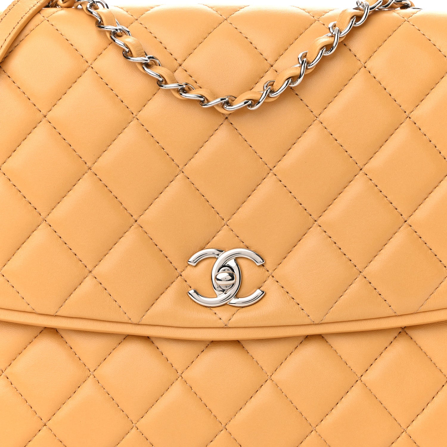 Chanel Lambskin Quilted Pagode Piping Flap Dark Yellow 8 of 11