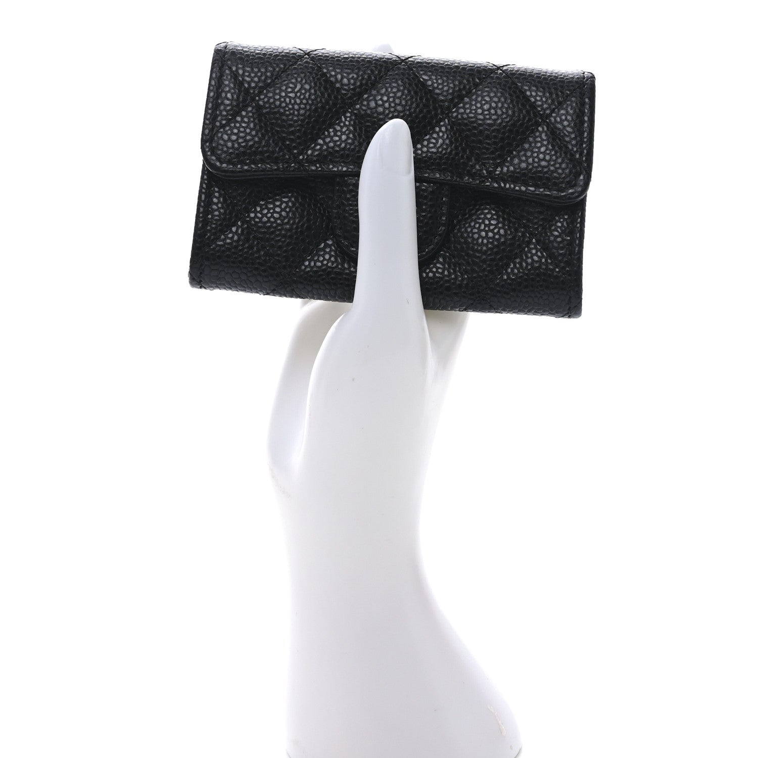 Chanel Caviar Quilted Flap Card Holder Wallet Black 2 of 9