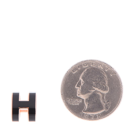 Hermes Rose Gold Lacquered Pop H Earrings Black 2 of 5