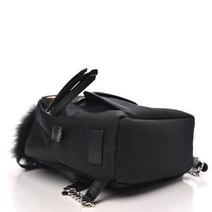 Fendi Nylon Vitello Dolce Goat Fox Fur Crocodile Monster Eyes Mini Backpack Black Sunflower 3 of 9