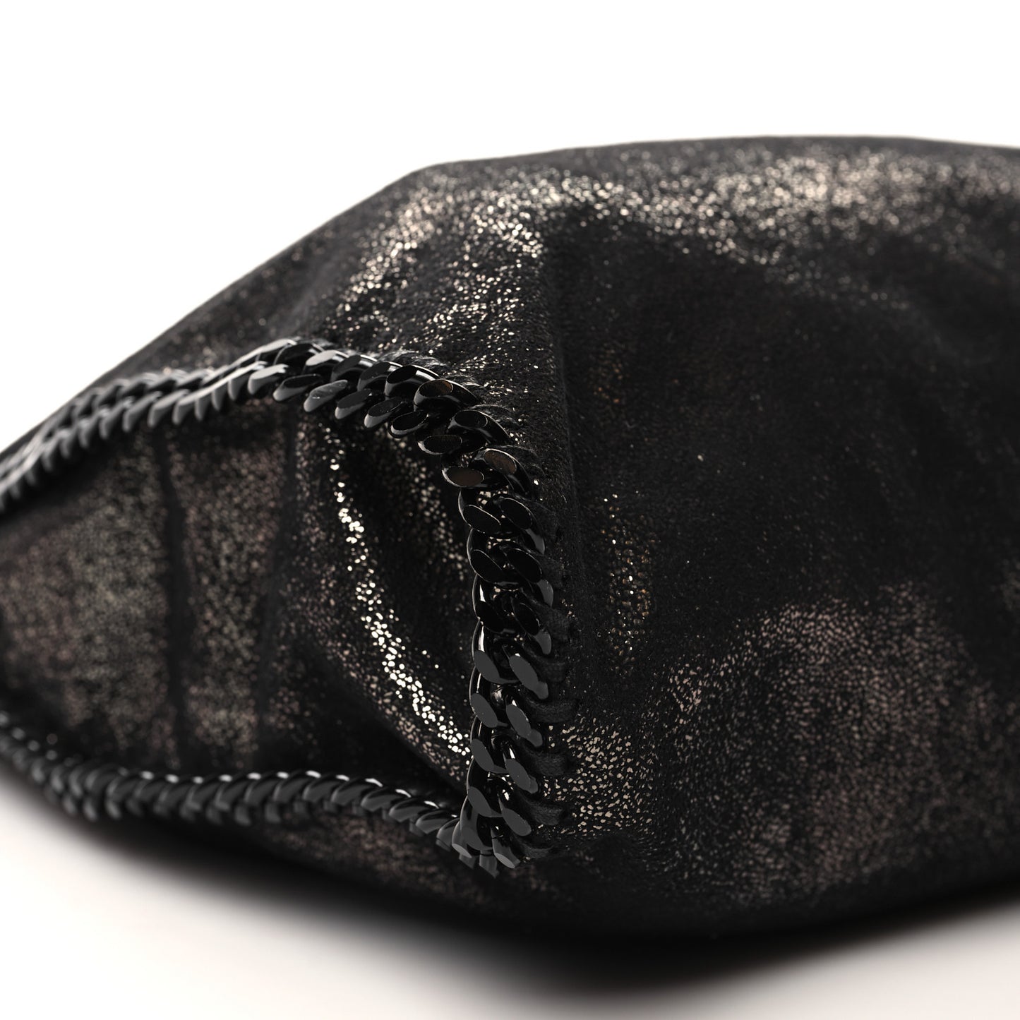 Metallic Shaggy Deer Falabella Fold Over Tote Black