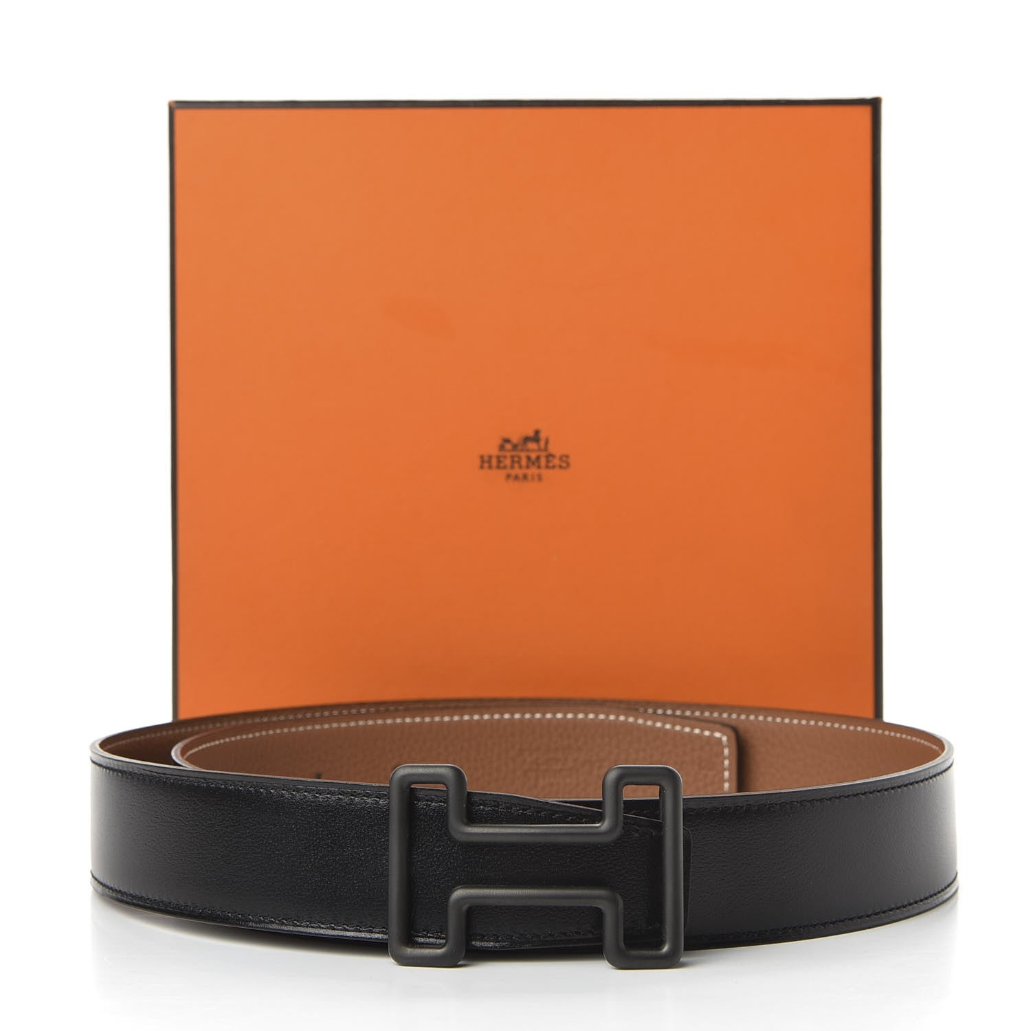 Hermes Chamonix Togo PVD Plated 38mm Tonight Belt 80 Black Gold 6 of 6