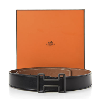 Hermes Chamonix Togo PVD Plated 38mm Tonight Belt 80 Black Gold 6 of 6