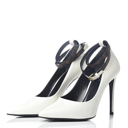 Louis Vuitton Monogram Patent Call Back Pumps 37.5 White 3 of 8