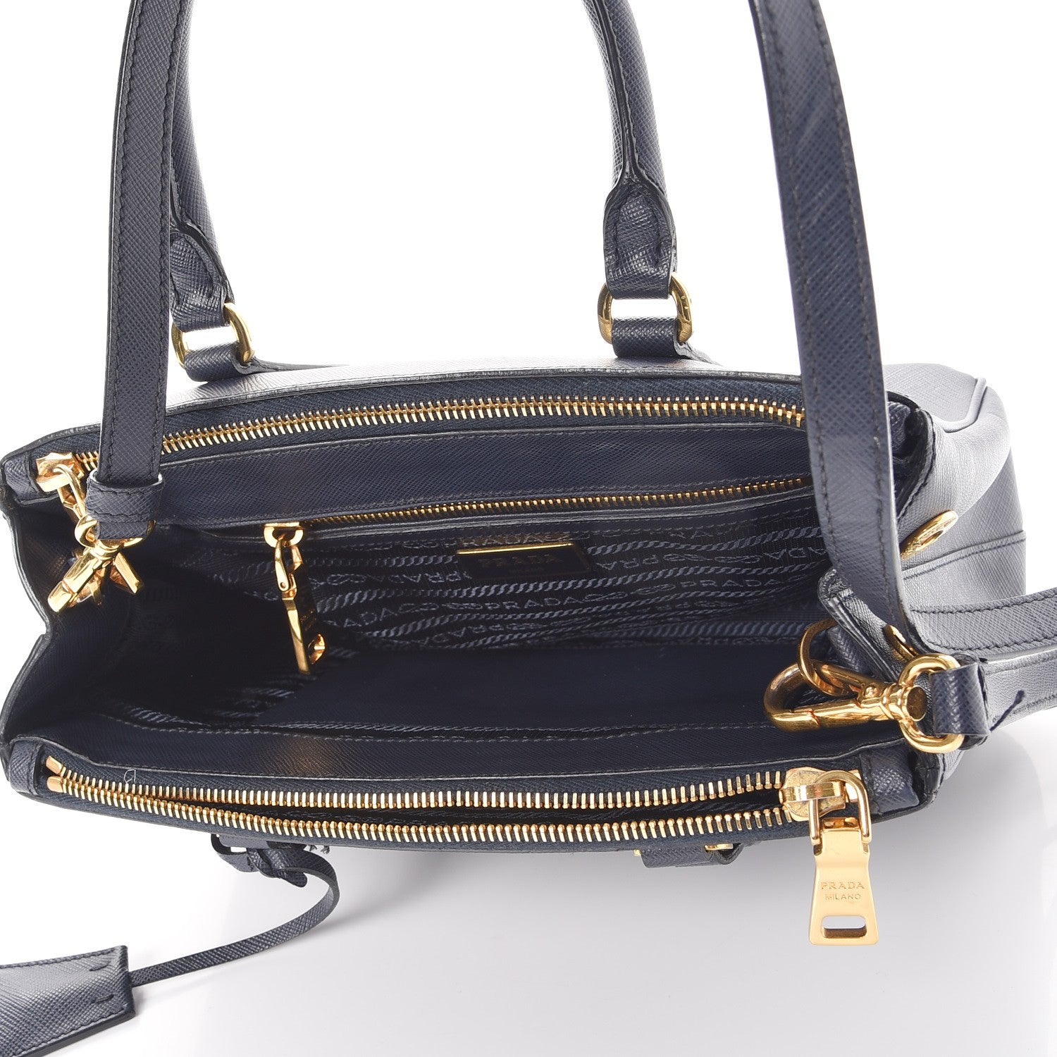 Prada Saffiano Mini Galleria Double Zip Tote Baltico 6 of 10