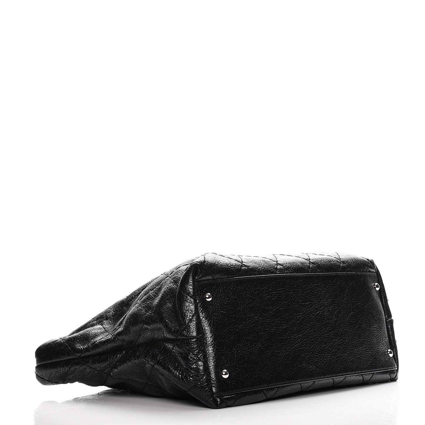 Glazed Calfskin Large On The Road Tote Black