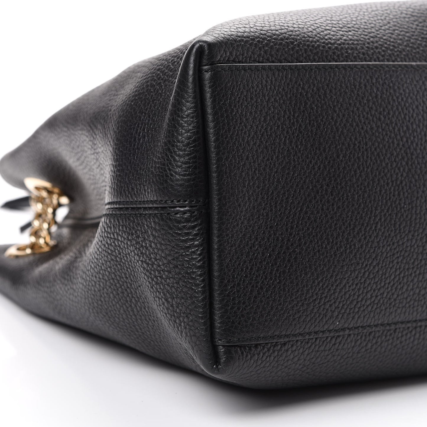 Pebbled Calfskin Medium Soho Chain Shoulder Bag Black